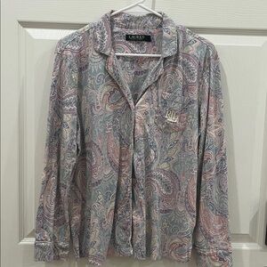 Lauren Ralph Lauren Paisley Button Down Shirt - Multicolor Cotton Top Size M